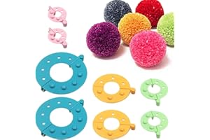 OTAIVE 8 Pieces Pom Pom Maker, Pompom Maker 4 Sizes Pompon Manufacturing Tools, Pompon Knitting Tools, DIY Pompon Machine Reusable for DIY Pom Pom Craft Fluff Ball Knitting Wool & Yarn Weaver Tool