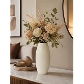 23 cm Oval Dekoratif Seramik Krem Vazo