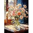 Wenfdrtr Flower Paint by Numbers for Adults- Flowers in Vase Painting by Numbers, Adult Paint by Number Canvas Kits for Floral Wall Art Decor(12x16 Inch)