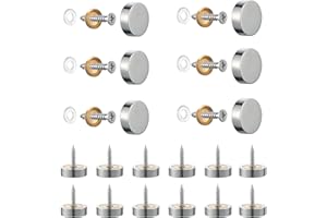 KNPWER Lot de 20 clous à vis miroir en laiton chromé pour meubles de table et miroir Argenté 18 mm