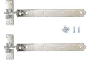GENERIC Adjustable Gate Hinges Heavy Duty Hook and Band Garden Shed Door in Galvanised or Black (Galvanised, 12" / 300mm)