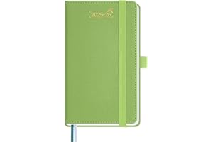 BEZEND Petit Agenda 2026 de Poche 15,5 x 9 cm Agenda Semainier 2026 avec Double Horaire 1 Semaine 2 Pages | 18 Mois Du juil. 25 à déc. 26 | Couverture Rigide en Cuir PU - Fruit Vert