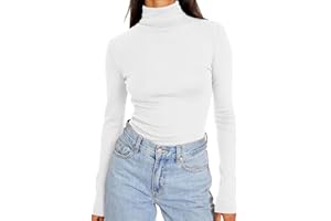 DUOEASE Rollkragenpullover Damen Basic Einfarbig Langarmshirt Damen Herbst Winter Oberteile Rollkragen Langarm Tshirt Elegant Casual Top