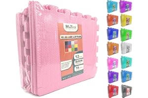 MATVIZE Eva Foam Baby Play Mat – 12Pcs (29x29cm) 8mm Thick Soft Baby Pink Interlocking Floor Tiles, Waterproof, Non-Slip, Safe & Comfortable Matting for Kids, Child’s play (Baby Pink, 12 Pack)