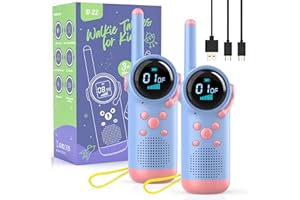 Walkie Talkie Children, Kearui Walkie Talkie Toy for 3-12 Years, Radios Children Rechargeable with VOX Function, LED Torch, Button Lock for Outdoor Adventures, Camping, Hiking (Purple Rose)