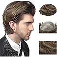 Zakya Hair System for Men Thin Skin Men's Toupee 100% Human Hair Men's Hairpieces 8x10 Inches Base Size Hair Replacement System for Men #18