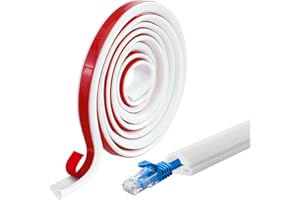 REBECCAGIBSON 2 Mètres de Goulotte Passe Cables Auto-adhésif Cache Cable TV Mural Demi-Rond en PVC Souple Goulotte Electrique, Blanc Cache Cable Sol Hider pour Mur, TV, Plafond