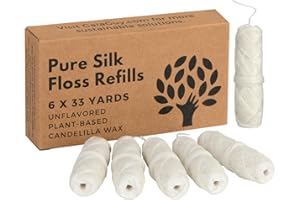 Gaia Guy Silk Dental Floss Refill | Unflavored Natural Silk | 6 spools x 33yds | Compostable, Sustainable & Biodegradable Silk Flossing Thread & Eco-Friendly Packaging (Unflavored)