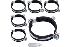 SKIR'CO (6 unidades) Soportes de tubo con revestimiento de goma para tubos de 75 a 80 mm, abrazaderas de tubería, soportes de tubería para montaje en pared y techo