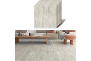 VEELIKE Pavimento Adesivo Effetto Cemento Beige Mattonelle Adesive Pavimento Cucina Impermeabile Adesivi per Piastrelle Pavimento Bagno Carta Adesiva Vintage Camera da Letto 1.5mm 30cm x 30cm 12 Pezzi