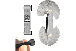 TIGMEW 52 Blätter Edelstahl Gewindelehre 24blatt Metrisch 60Grad 0,25-6,0 mm und 28blatt Whitworth Gewinde 55Grad 4G - 62G Gewindeschablone Rostschutz Verschleißschutz Feingewinde Messwerkzeug