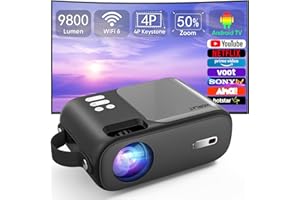 ‎HORLAT Mini Beamer, HORLAT 5G WiFi Bluetooth Projektor mit YouTube Netflix Vorinstallieren, Tragbarer Projektor 1080P Unterstützt, Auto 4P/4D Trapezkorrektur, 50% Zoom, Kompatibel mit iOS/Android/TV Stick