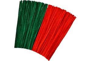 TATUO 300 Pieces Christmas Chenille Stems Pipe Cleaners for DIY Art Craft Supplies Decorations, 12 Inches by 6 mm, Red and Green