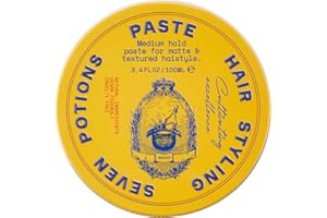 Seven Potions Pasta para peinar el cabello para hombre, 100 ml, tamaño mediano, flexible, acabado mate y texturizado, fácil aplicación, natural, vegano, libre de crueldad