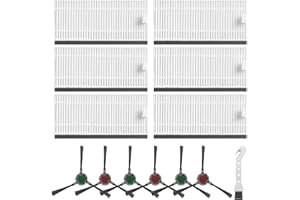 FIXBETTER Juego de accesorios de filtro HEPA y cepillo lateral para aspiradora Airrobo P20, piezas de repuesto lavables y reutilizables, 6 filtros HEPA, 6 cepillos laterales (12 piezas)