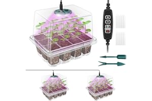 Qoolife Zimmergewächshaus Anzuchtkasten, Mini Gewächshaus Anzucht Set mit erhöhten Deckel, Setzling Starter mit Pflanzenlichter mit vollem 2 Stück (Transparent)
