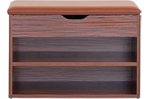 BRIGROS LA VOGLIA DI FARE WeHome - Cassapanca Scarpiera Con Seduta Imbottita, Scarpiera Salvaspazio, Panca Contenitore, Mobile Ingresso Per Arredamento Casa Con Cassette Legno (Zebrano, 2 Scomparti, 60x30x42)