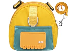 Komate Pet Backpack Harness Cute Adjustable Puppy Saddle Bag Waterproof Pet Self- wearing Zippered Backpack Harness with Leash Set for Small Medium Dogs Outdoor Activities