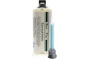 50g Ber-Fix® 5 Minuten Epoxy Kleber Transparent 50 ml Kartusche – Super starken Halt – Harz und Härter – Klebt Glas | Keramik | Stoff | Metalle | Kunststoffe (50g 5 Minuten, 1)