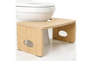 NEWAUSEN Tabouret Toilette Pliable en Bois de Bambou, Marche Pied Toilette, Marche Pied WC Stable Antidérapant Compact et Portable, Aide à Soulager la Constipation et Les Ballonnements, Adultes & Enfants