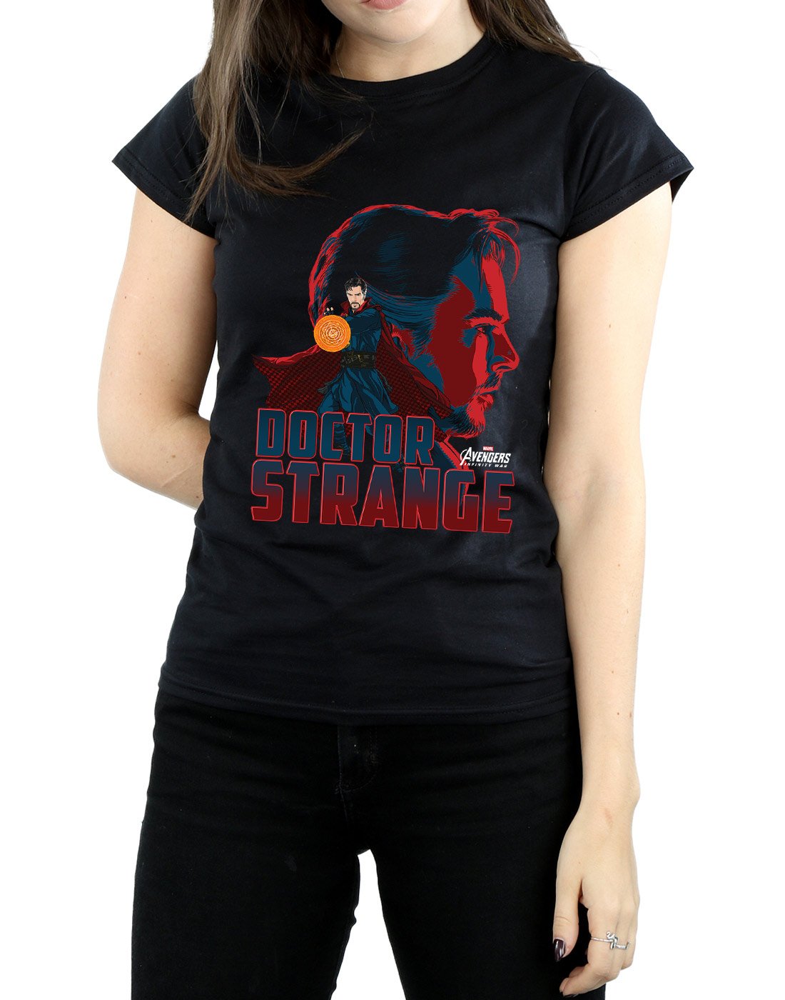 Avengers-Damen-Infinity-War-Doctor-Strange-Character-T-Shirt-Schwarz-Small