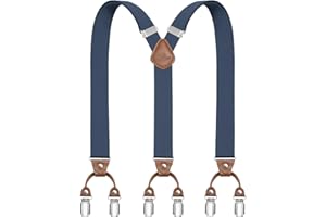 Dresime Uomo bretelle con forte metallo 6 clip Y-Back bretelle regolabili pantaloni bretelle Bretelle elastiche da uomo resistenti