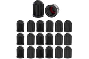 FRYPAY 20 Pieces Bouchon Valve Pneu Voiture Plastique avec Joint d'étanchéité Noir Bouchons Valve pour Auto Moto Camion Vélo