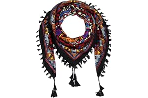 Nuofengkudu Bufandas Mujer Fulares con Borla Floral Étnico Étnico Plaza Grandes Estolas Primavera Mantón Manta 110 * 110CM