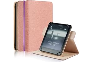 DINGGUAGUA Étui Universel pour Kindle Paperwhite Kobo Liseuse 6 Pouces eReaders/Kobo/Voyaga/Lenovo/Sony/Tolino/Pocketbook E-Book E-Reader, Coque en PU avec Support Réglable et Dragonne,Or Rose