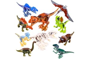 Necdeol Dinosaurier Block Spielzeug Set, 11 Stück Realistisches Dino Figuren Spielset, Enthalten Tyrannosaurus Rex, Triceratops, Flugsaurier, Dinosaurier Pädagogisches Spielzeug ab 3 4 5 6 7 8 Jahre
