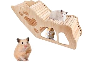 Chingcoo Tunnel för hamstrar, tillbehör för hamstrar, hamsternorrläge, hamstertrappa, klätterleksak i trä för små husdjur, ge