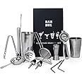 Bar Box 14 Pcs Cocktail Shaker Set, Bartending Kit, Cocktail Shaker Mixer Tools, Accessories for Drinks, Gift for Men, Whiskey Lovers, Dad, Wedding Couples, Birthday, Anniversary, Portable Drink Setup