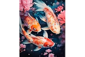 NAIMOER Pesci Diamond Painting per adulti, set di pittura con diamanti 5D, per decorazione della parete (30 x 40 cm)