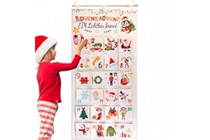 MHwan Calendario Adviento para Rellenar, Lindo estampado Calendario de Adviento para Rellenar, Tela de Lona Engrosada Duradera, Alta artesanía, Reutilizable, Lavable en la lavadora