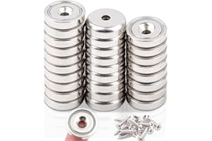 DGDUBRB 28 Stück magnet mit Loch, Neodym Magnete Extra Stark, 16mm Rund Stark Magnete zum schrauben, Magnete mit Loch zum Aufhängen, Runder Magnet zur Befestigung und zum Halten Von Werkzeugen