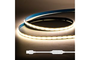 GINGSOW Taśma LED USB COB 5V Naturalny biały 4000k 1m,320diod LED ściemniana COB LED Strip Lights CRI80+ podświetlenie TV,Elastyczna taśma LED,lampa podłogowa do kuchni,domu,oświetlenie DIY
