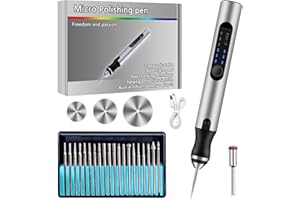 LIAVOP Mini Stylo Perceuse Électrique, Perceuse électrique à 3 vitesses - Rechargeable - Avec 20 forets - pour Porte Clés, Pendentif, Cuir, Bois, Résine, Plastique, Fabrication de Bijoux