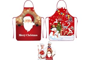 YISKY 2 Piezas Delantales de Navidad, Delantal Navidad Impermeable, Delantal de Navidad, Rojo Delantal Cocina Adultos, Delantal de Cocina de Navidad, para Navidad Fiesta Nochebuena Cocina Restaurante
