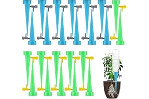 WPNCYK 24 Pcs Self Watering System for Plants, Plant Drip Feeders with Slow Release Control Valve Switch System Adjustable Vacation Self Watering Devices for Garden Indoor Plants(blue, Green)
