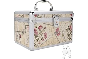 BRRNOO Makeup Train Case Kosmetyczka, Profesjonalna Duża Pojemność Beauty Kosmetyczka Narzędzia do Przedłużania Rzęs Pusty Schowek z Lustrem Zamykany na Lakier do Paznokci Biżuteria Dziewczyny Organizer Kosm