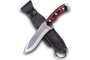iFIELD 150 coltello Multifunzionale escursioni, caccia e sopravvivenza coltello per l'esterno, con impugnatura Micarta rossa e lama in acciaio 440C, durezza 58-60 HRC