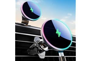 MOKPR für Magsafe Autohalterung mit Ladefunktion, 15W mit MagSafe Autohalterung Ladegerät Handyhalterung Auto mit Ladefunktion Lüftung/Armaturenbrett für iPhone 16/15/14/13/12 (Schwarz)