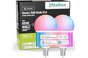 sailsco Matter Alexa Glühbirne Smart Lampe GU10,WiFi LED Lampe Kompatibel mit Alexa/Google Home,Kontrolle durch Smart Life APP,Dimmbar Warmweiß-Kaltweiß und Mehrfarbige Birne,4.7W 400LM,2 Stück