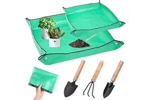 AHLMA 5 Pezzi Piante Tappetino Set di Attrezzi da Giardino con Spatola Attrezzi Giardinaggio Accessori Giardino Adatto per Cambiare Vaso Annaffiare Dissodare il Terreno Trapiantare e Potare Piante