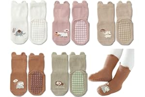 Exemaba Rutschfeste Socken für Baby Mädchen Jungen 5 Paar Kinder Anti Rutsch Socken Sportsocken Stoppersocken