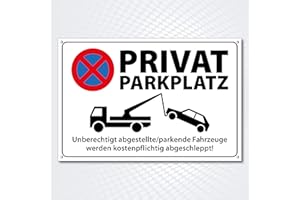 ‎PG PICO SIGNS SCHILDER UND MEHR Hochwertiges Schild aus Alu-Dibond mit UV-Schutzlackierung " PRIVATPARKPLATZ - PARKEN VERBOTEN " 300 x 200 mm rechteckig | Parkverbot | Parken Verboten |