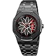 SKMEI Stainless Steel Men's Analog Sports Watch Waterproof, Men's Watch New Wheels Rolling Creative Fashion 2359 (Black Steel)