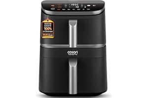 COSORI Air Fryer 10.8L Turbo Tower Pro,Friteuse sans huile avec 100% en Céramique, Double Stack, Dual Blaze&Turbo Blaze,3 Niveaux Cuisson,7 Fonctions de Cuisson,68% d’Économie d’Énergie,300+ Recettes