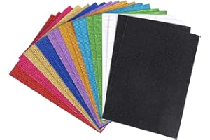 ewtshop® Glitzer Wellpappe, 20 Blatt, Format DIN A4, 10 Farben, einseitiger Druck