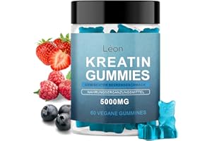 ‎LÉON Kreatin Gummies 5000 mg – Hochdosiert, Vegan & Zuckerfrei – Ohne Zusatzstoffe, Gentechnik & Gluten – 5000 mg pro Portion (30 Portionen) (Beeren Mix)